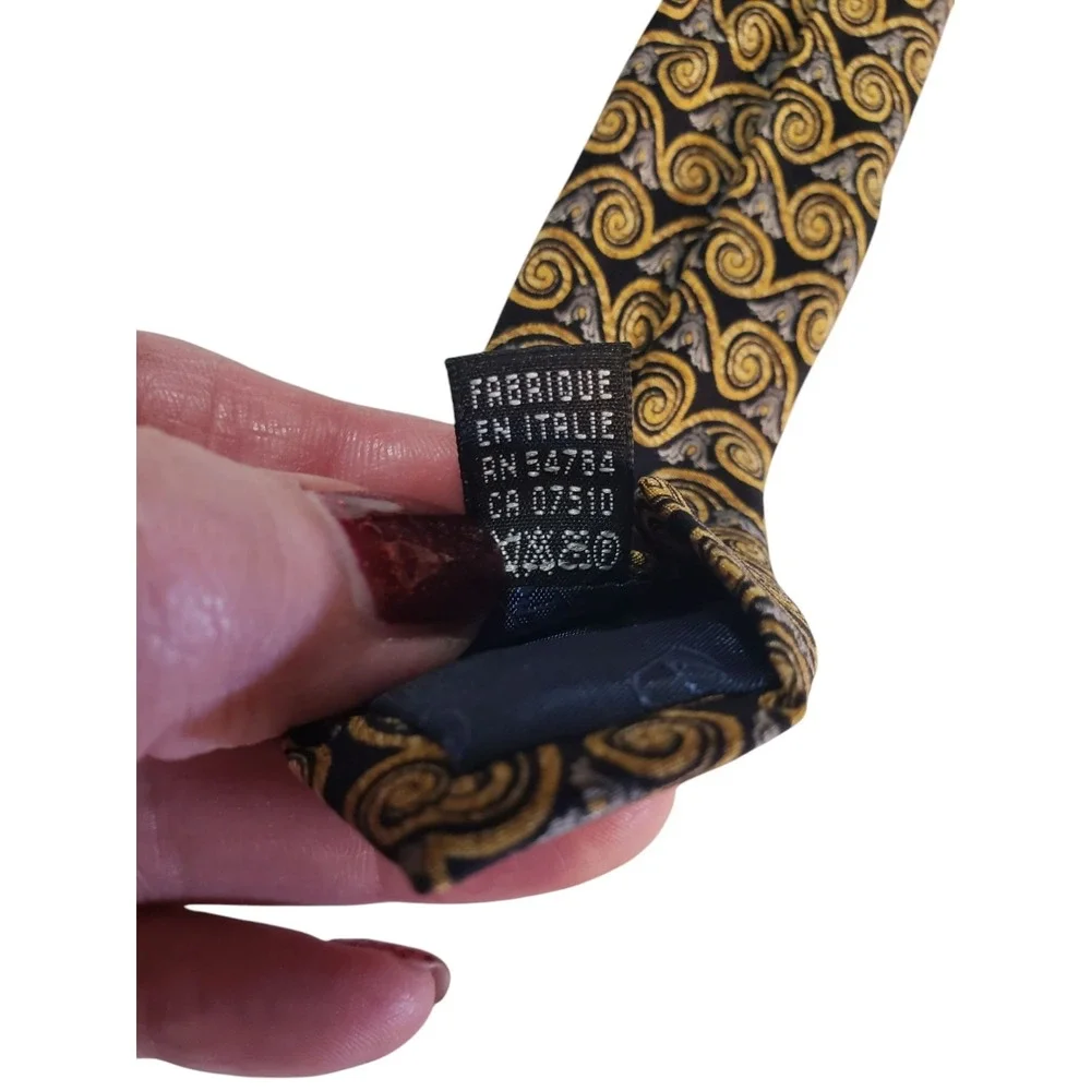 Valentino‎ Mens Tie Necktie Designer Luxury Brown Black Gray Geometric Suit Work